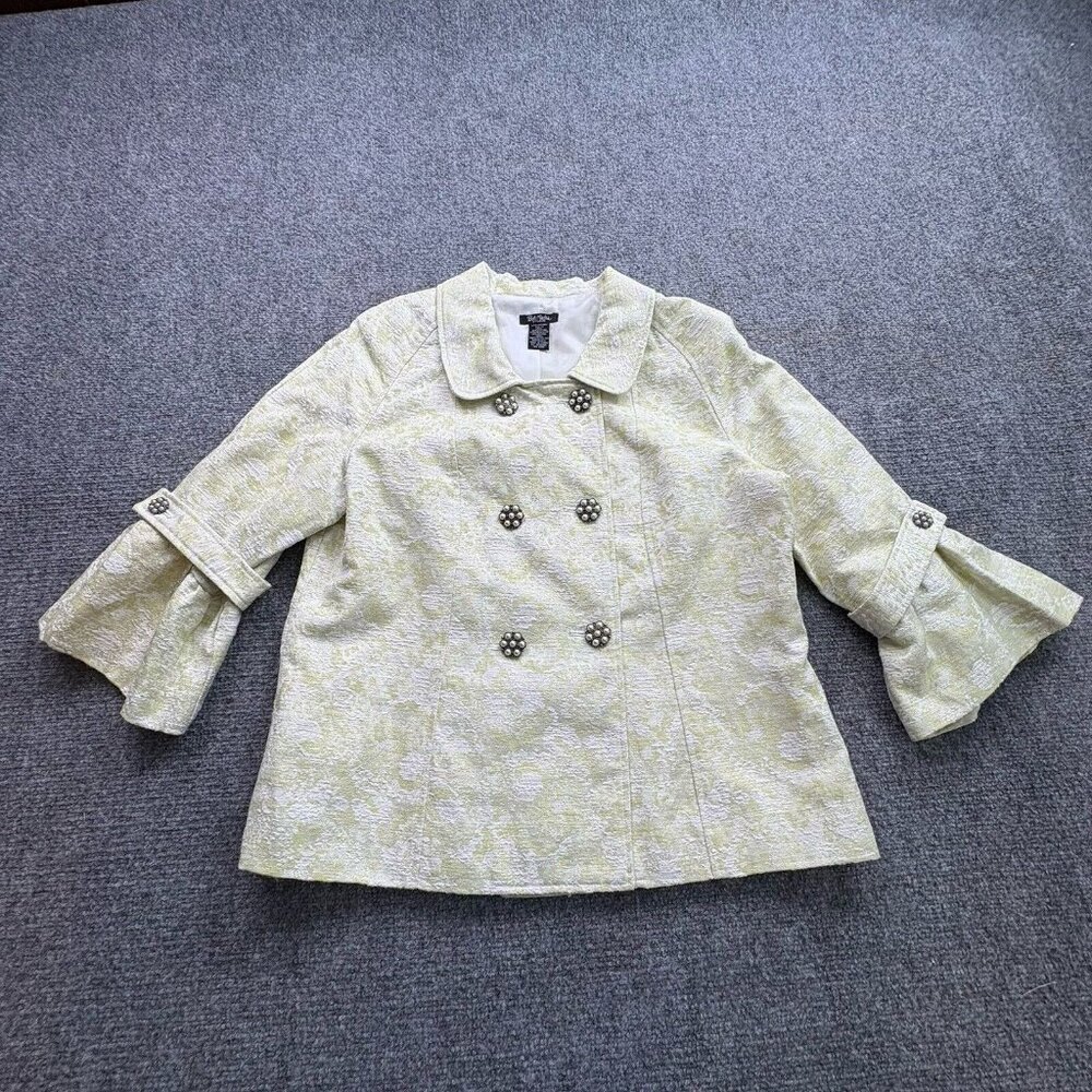 Vintage Bob Mackie Studio Jacket Womens 12 Green Pearl Button Y2K Cottage Fairy